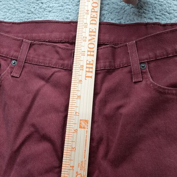 Levis Mens 513 Slim Straight Burgundy Jeans W38 L30 Cotton - Picture 5 of 10